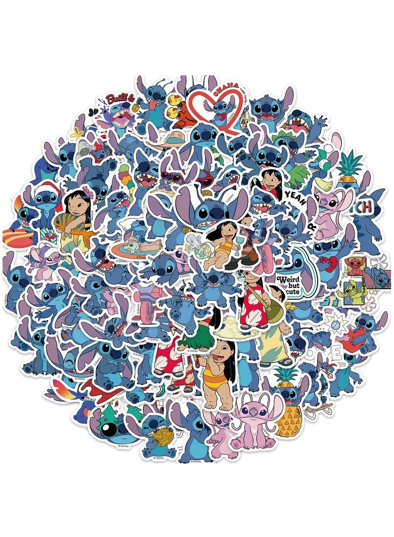100 Pcs Stitch Waterproof Stickers Cute Anime Cartoon Vinyl Aesthetic Sticker Laptop Skateboard Luggage Computer Water Bottle Graffiti Sticker Packs for Kids Teens Girls Adults  - Image 1