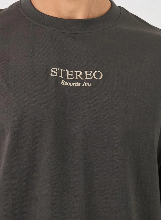 Styli Styli Slogan Embroidered Round Neck T-Shirt