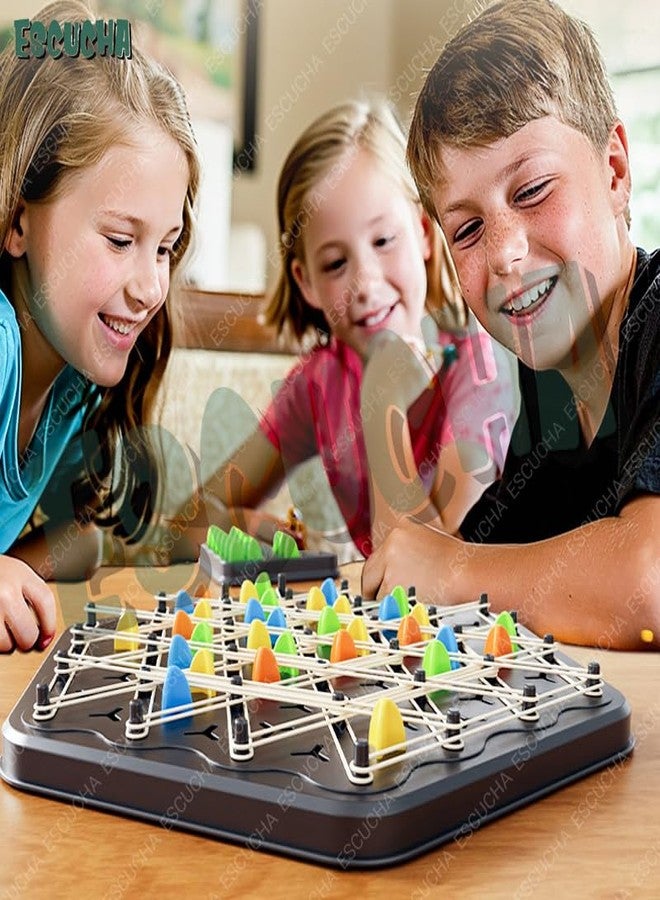 ESCUCHA Chain Triangle Chess Game, Triggle Elastic Band Game, Family Games for Kids and Adults, Family Fun Night Chess Set, Chain Board Chess Desktop Puzzle Interactive Brain Teaser, 2 to 4 Players - Image 3