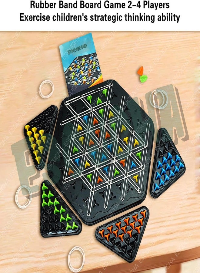 ESCUCHA Chain Triangle Chess Game, Triggle Elastic Band Game, Family Games for Kids and Adults, Family Fun Night Chess Set, Chain Board Chess Desktop Puzzle Interactive Brain Teaser, 2 to 4 Players - Image 2