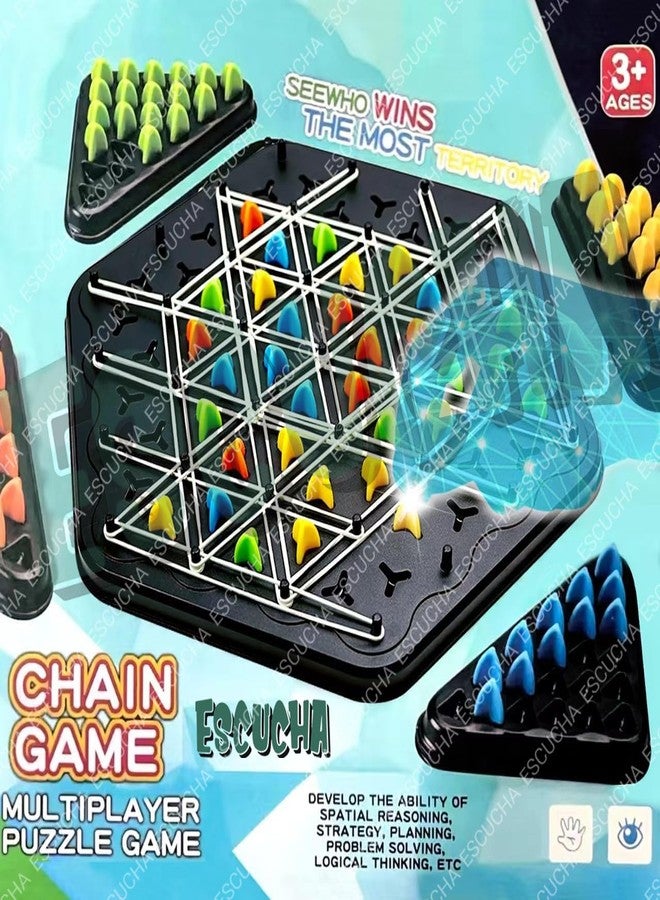 ESCUCHA Chain Triangle Chess Game, Triggle Elastic Band Game, Family Games for Kids and Adults, Family Fun Night Chess Set, Chain Board Chess Desktop Puzzle Interactive Brain Teaser, 2 to 4 Players - Image 4