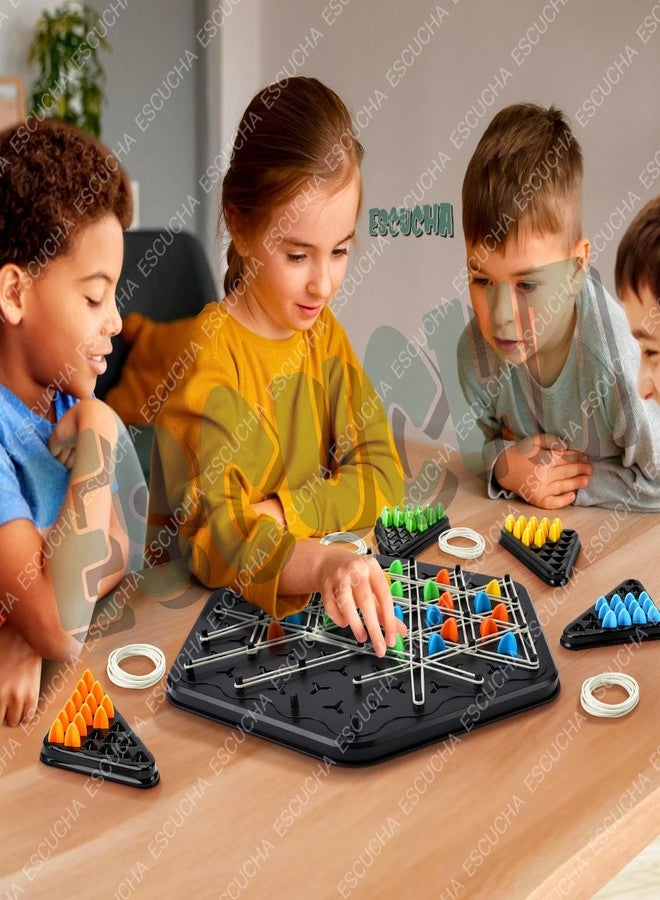 ESCUCHA Chain Triangle Chess Game, Triggle Elastic Band Game, Family Games for Kids and Adults, Family Fun Night Chess Set, Chain Board Chess Desktop Puzzle Interactive Brain Teaser, 2 to 4 Players - Image 5