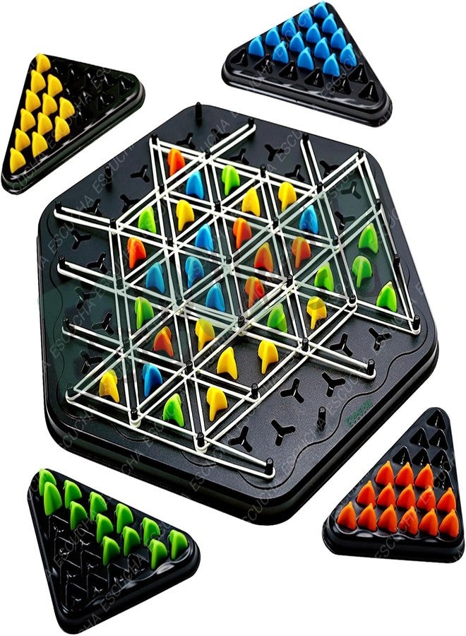 ESCUCHA Chain Triangle Chess Game, Triggle Elastic Band Game, Family Games for Kids and Adults, Family Fun Night Chess Set, Chain Board Chess Desktop Puzzle Interactive Brain Teaser, 2 to 4 Players - Image 1