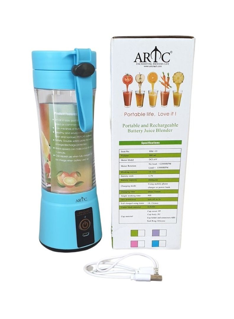 ARTC ARTC 1 Piece USB Rechargeable Electric Blender And Portable Juicer Bottle with Six Blades Blue  - Image 1