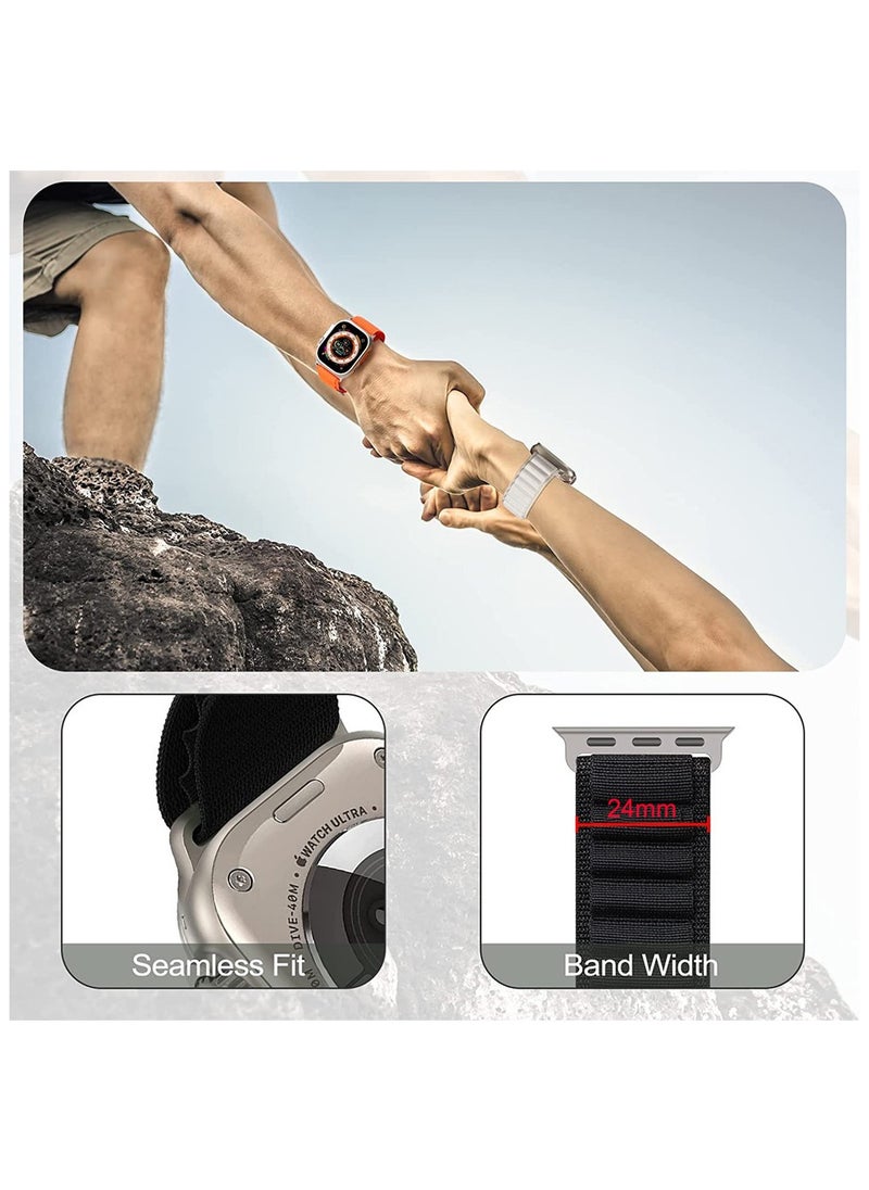 سوييت_سيڤن - مجموعة من 5 أحزمة Alpine Loop لساعة Apple Watch Ultra/SE/Series 8-1 - حزام رياضي منسوج من النايلون قابل للتعديل مع خطاف G من التيتانيوم - مقاوم للعرق والماء، أبيض/أخضر/برتقالي/أسود/أزرق - Image 1