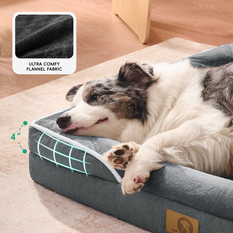 Home Mate Homemate Dog Bed Large Sized Dog: 42x30 inch Orthopedic Large Dogs Bed XL Outdoor Pet Cat Bed Sofa Supplies with Toy Dogs Crate Pad Couch with Removable Washable Cover & Non-Slip Botton Dark Grey - Image 5