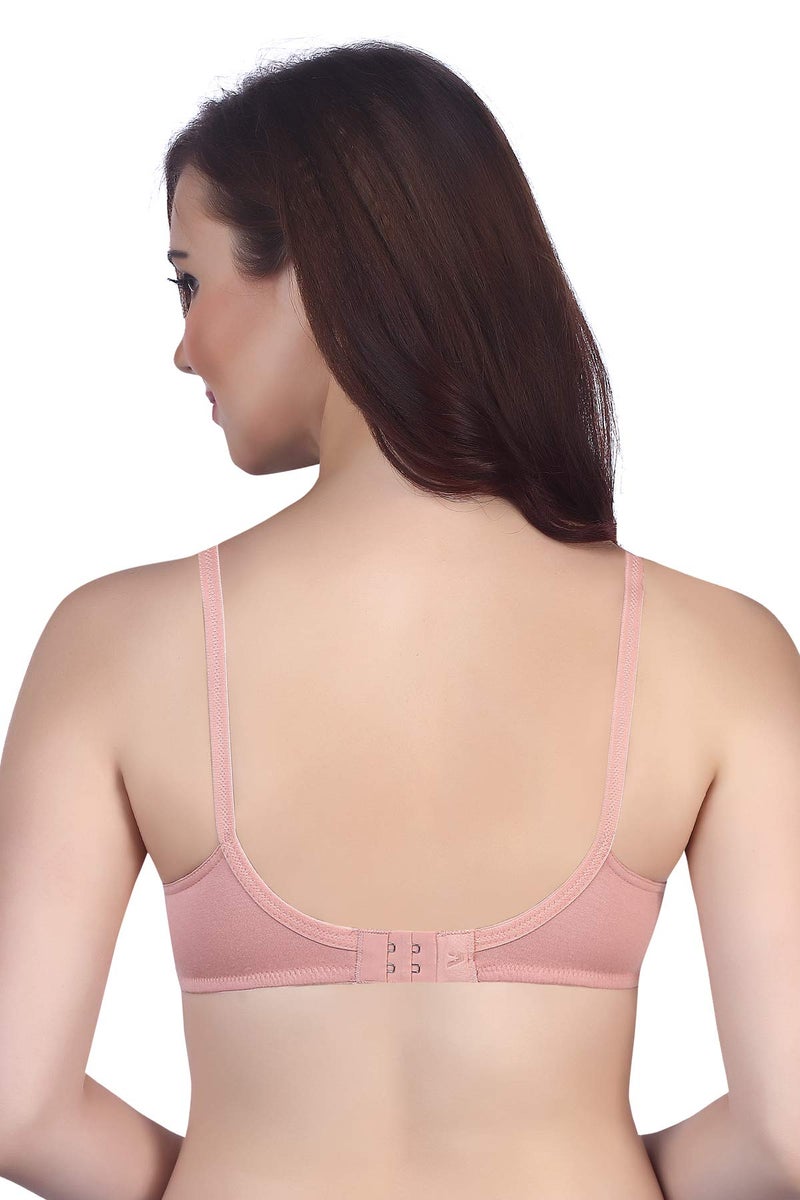 VSTAR HANA Non-Wired Non-Padded Cotton Knitted Full Coverage Bra for Women with Double Layered Seamed Cups Rose - Image 4