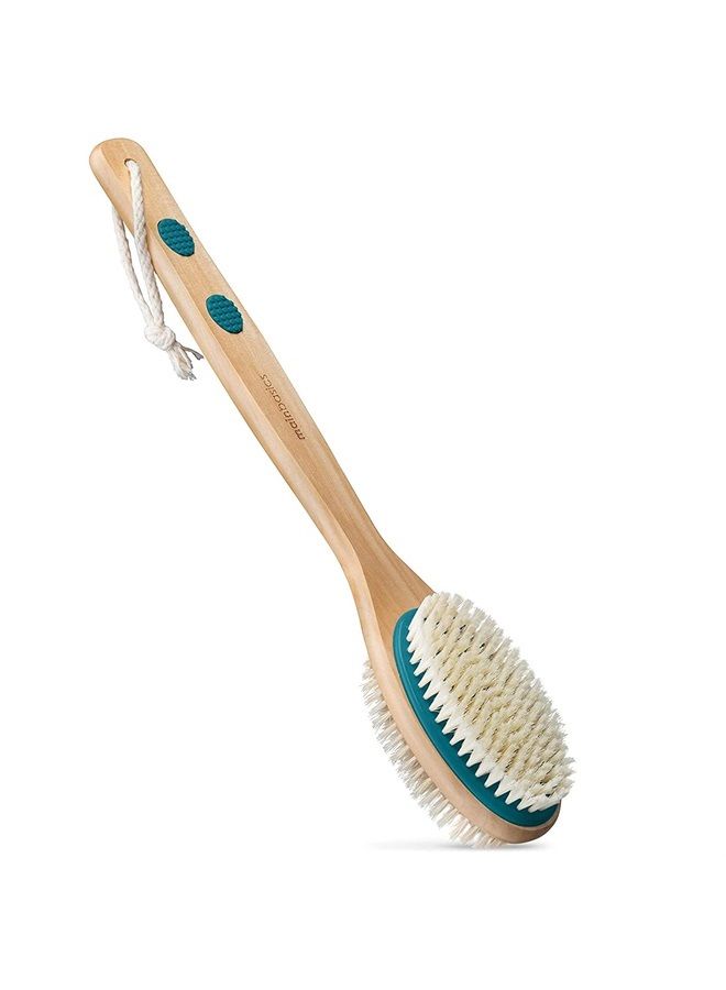 MainBasics Back Scrubber for Shower Long Handle Back Brush Dual-Sided with Exfoliating and Soft Bristles - Image 1