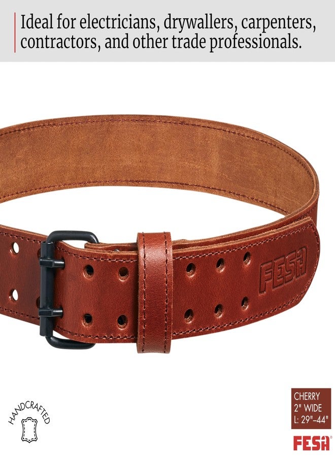 FESA Men's Leather Tool Belt - Handcrafted Full Grain Leather Tool Pouch Belt for Carpenters & Other Trade Professionals - Adjustable from 29"-44" (Cherry - 2" Wide - L) - Image 4