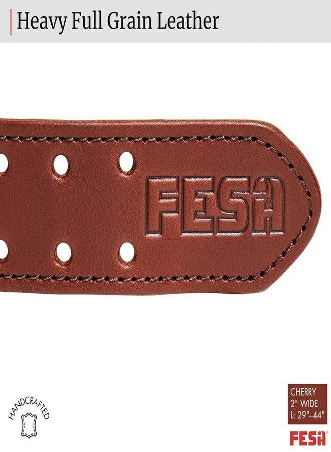 FESA Men's Leather Tool Belt - Handcrafted Full Grain Leather Tool Pouch Belt for Carpenters & Other Trade Professionals - Adjustable from 29"-44" (Cherry - 2" Wide - L) - Image 5