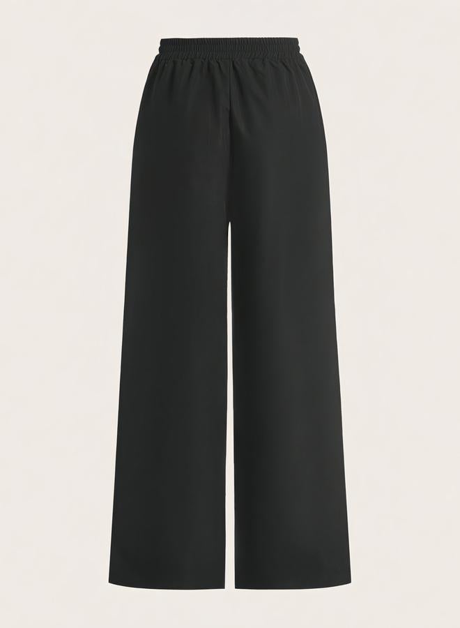 Take Two Solid Elastic Waist Wide Leg Pants - Image 1