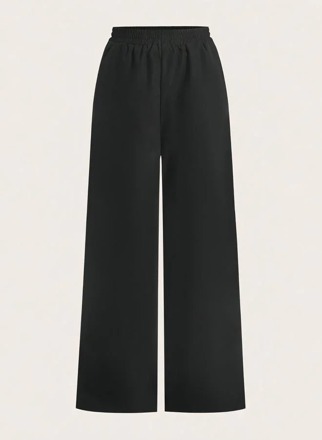Take Two Solid Elastic Waist Wide Leg Pants