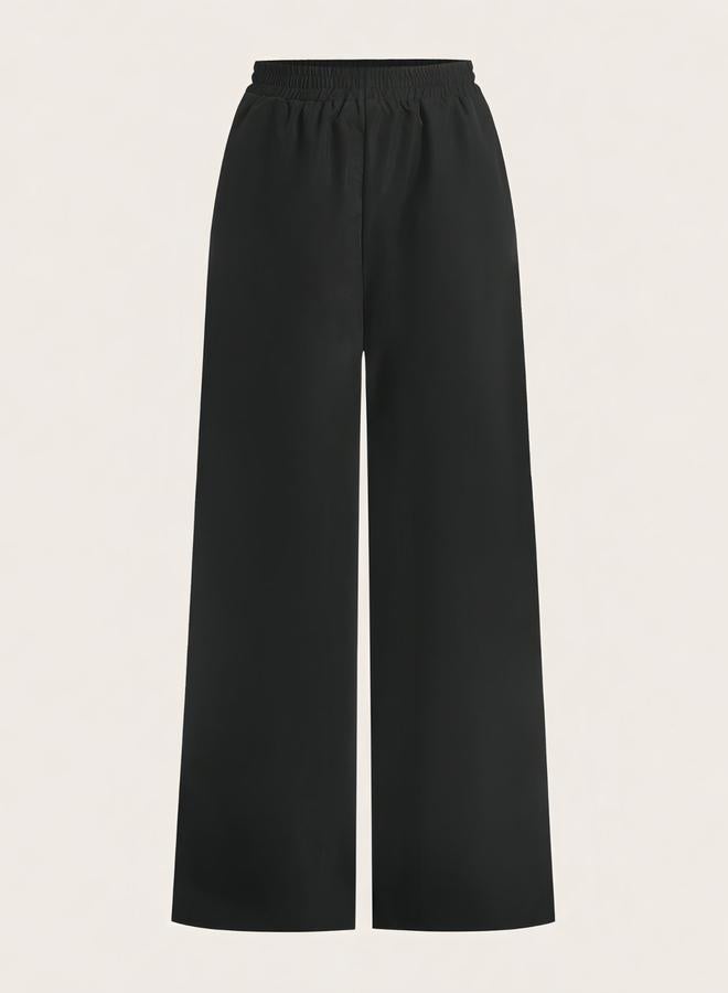 Take Two Solid Elastic Waist Wide Leg Pants - Image 2