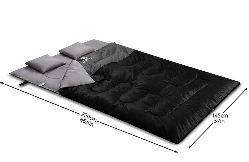 oaskys Double Sleeping Bag for Adults with 2 Pillows - Queen Size XL Waterproof Sleeping Bag for All Season Camping Hiking Backpacking 2 Person Sleeping Bags for Cold Weather & Warm - Image 4
