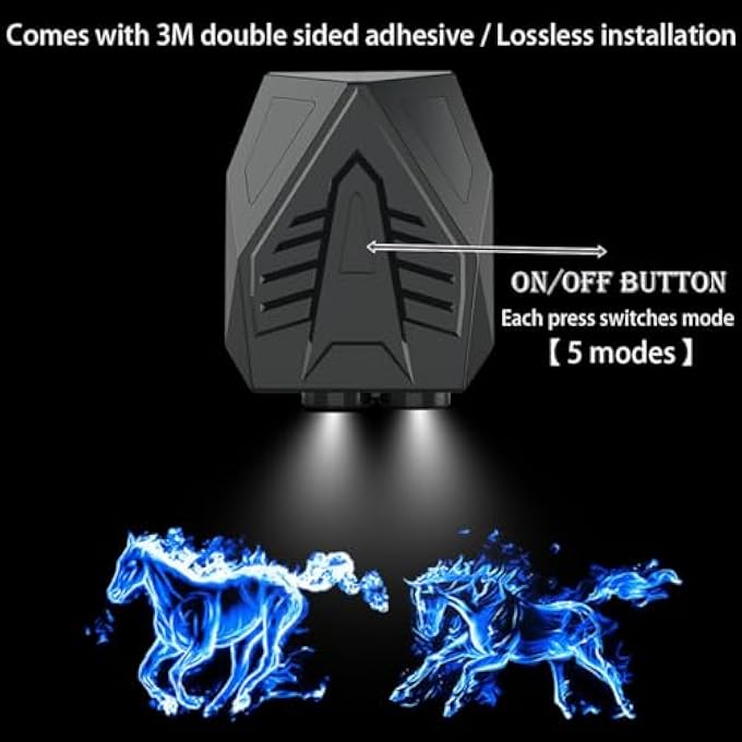 KASTWAVE 2 Pcs Car Door Projector Lights Led Flame Horse Wing Logo Welcome Light Fit For All Car Models Blue - Image 3