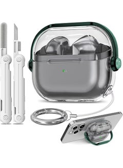 For Airpods 4 Case Tpu Clear Airpods 4Th Generation Case Cover With Cleaner Drop Protection Airpods 4 Case 2024 With Lock & Keychain Clear+Green