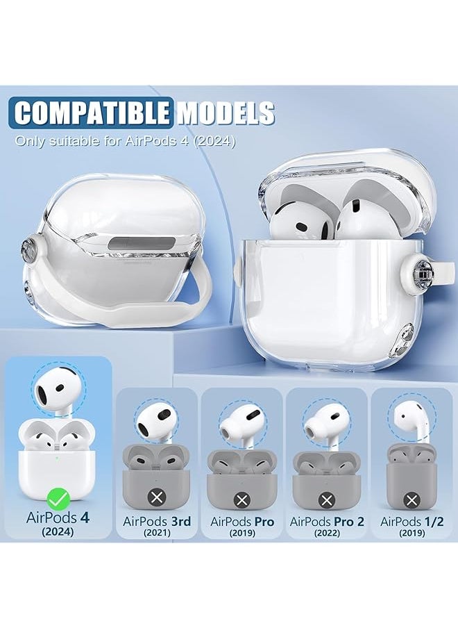 erorex - For Airpods 4 Case Tpu Clear Airpods 4Th Generation Case Cover With Cleaner Drop Protection Airpods 4 Case 2024 With Lock & Keychain Clear+Green - Image 1