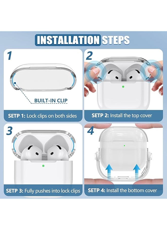 erorex - For Airpods 4 Case Tpu Clear Airpods 4Th Generation Case Cover With Cleaner Drop Protection Airpods 4 Case 2024 With Lock & Keychain Clear+Green - Image 1