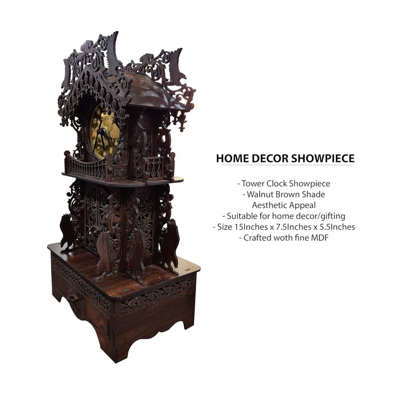Groovers Wooden Showpiece Premium Handicraft for Home Decor Decorative Living Room Stylish 15 x 75 x 55 Aesthetic Antique Drawing Room Gifting Item Modern Medium Size Rosewood Brown Shade - Image 3