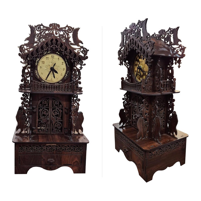 Groovers Wooden Showpiece Premium Handicraft for Home Decor Decorative Living Room Stylish 15 x 75 x 55 Aesthetic Antique Drawing Room Gifting Item Modern Medium Size Rosewood Brown Shade - Image 1
