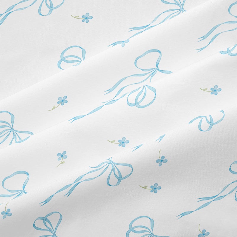 Bildenly Comforter Set Full Size White - Light Blue Bow Quilt Bedding Set 3 Pieces, Comforter Set Full, Soft & Lightweight Comforter(79â€˜â€™ x 90â€˜â€™) for Girl All Season & 2 Pillow Cases(30â€˜â€™x20â€˜â€™) - Image 5