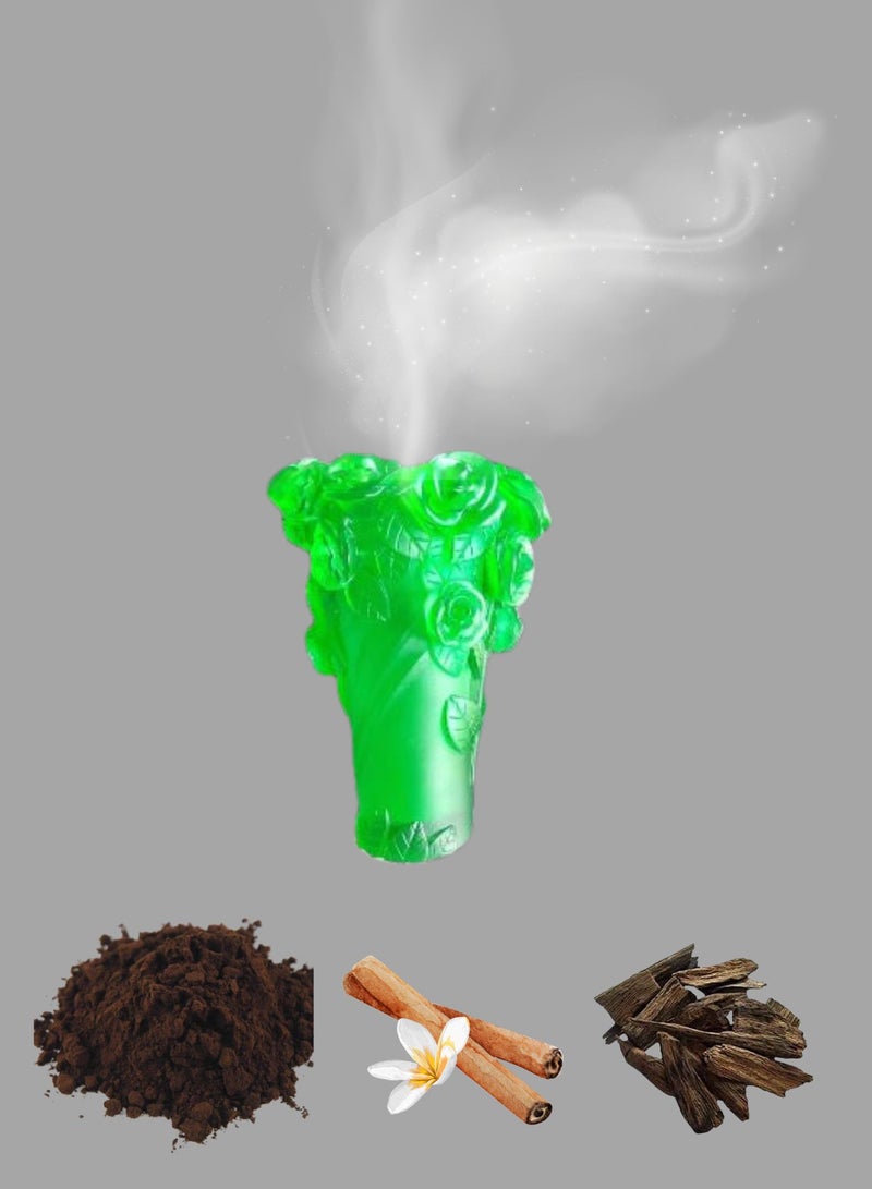 مزهريات ورود من الكريستال مقاس 20 سم لتزيين المنزل والمكتب وحامل مبخرة البخور (أخضر)  - Image 2