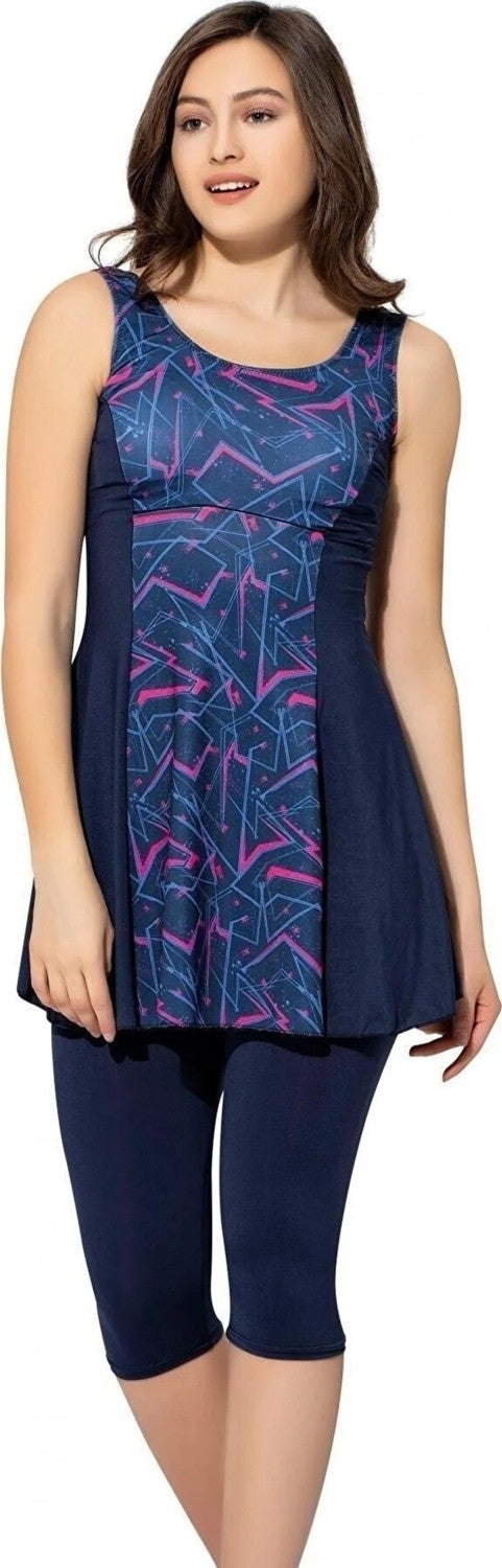 Swana Women's Patterned Piece Tights Dress Swimsuit  - Image 1