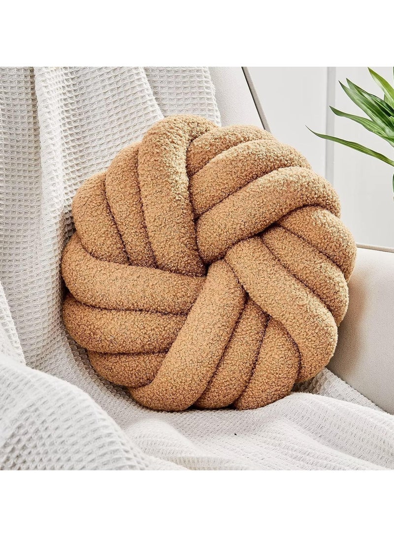 فيبارتي وسادة رمي مزخرفة مصنوعة يدويا - وسادة مستديرة ناعمة معقودة (35 × 35 سم) ، وسادة أنيقة للأريكة ، والأريكة ، والسرير ، وغرفة المعيشة ، وغرفة النوم ، وديكور المنزل الحديث ، وتصميم مريح وفريد من نوعه مصنوع يدويا للديكور الداخلي - Image 1
