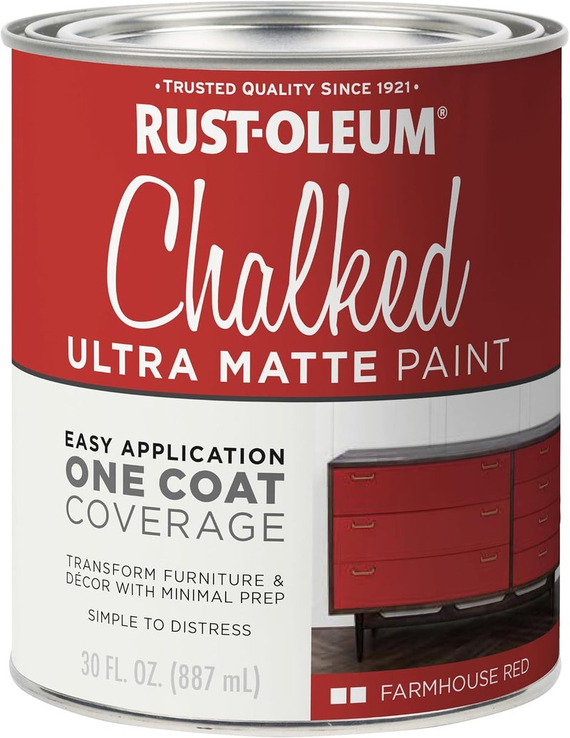 Rust-Oleum Chalked Ultra Matte Paint - Farmhouse Red, 30 Fl Oz - Image 1