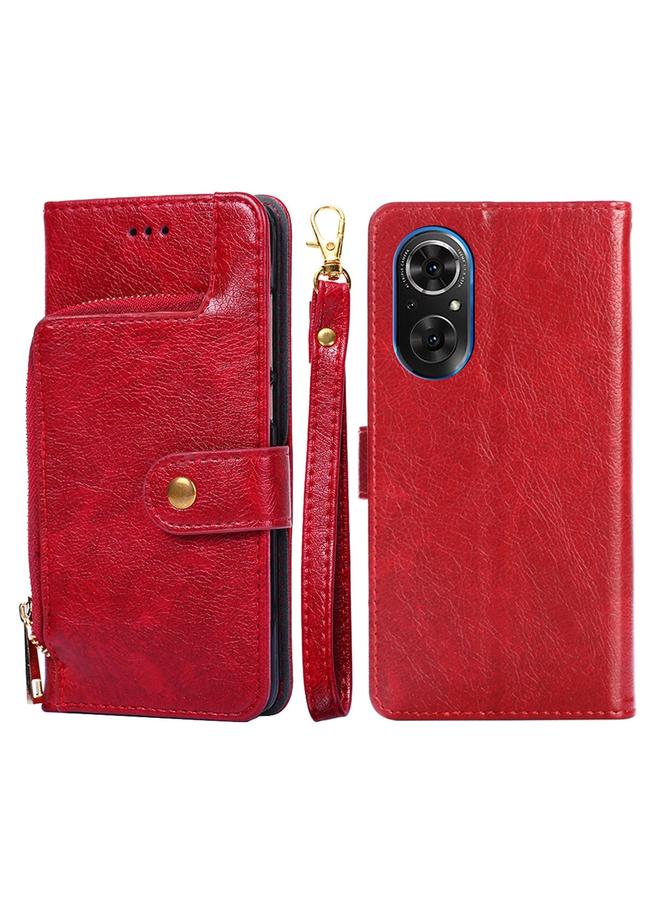 Zaboon Case For Honor 50 SE Zipper Bag PU + TPU Horizontal Flip Leather Phone Case - Image 1