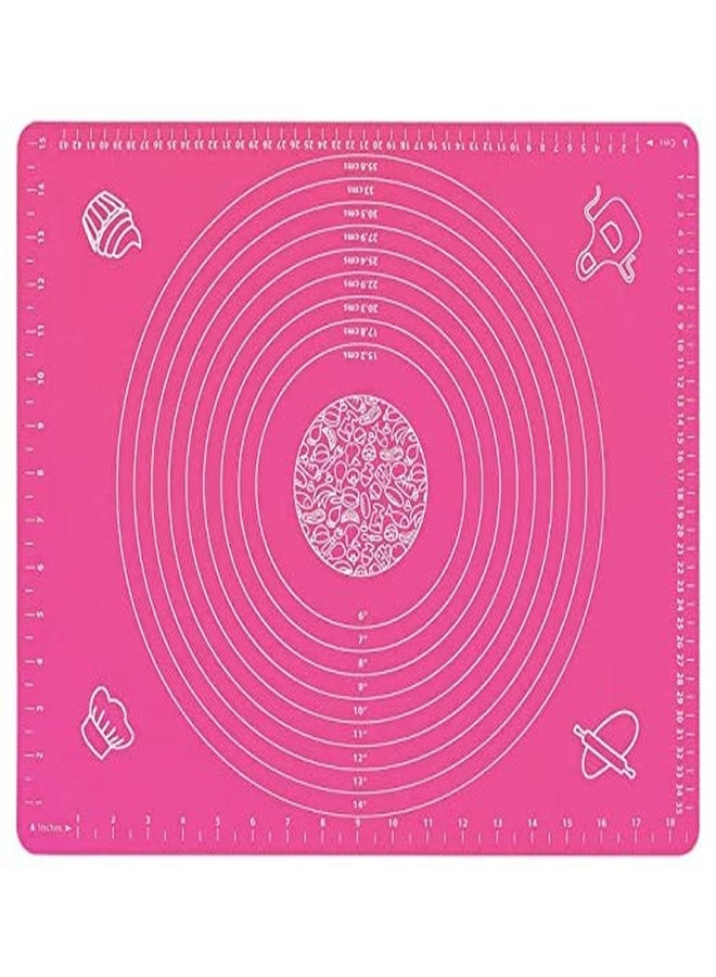 ZELKEY Silicon Fondant Rolling Mat or Silicone Baking Sheet Large with Measurements Stretchable for Kitchen Roti Chapati Cake Pad Cooking Dough Atta Kneading Big Size(50x40cm) (Pink) - Image 2