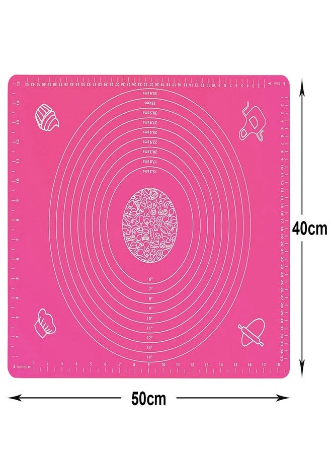 ZELKEY Silicon Fondant Rolling Mat or Silicone Baking Sheet Large with Measurements Stretchable for Kitchen Roti Chapati Cake Pad Cooking Dough Atta Kneading Big Size(50x40cm) (Pink) - Image 3