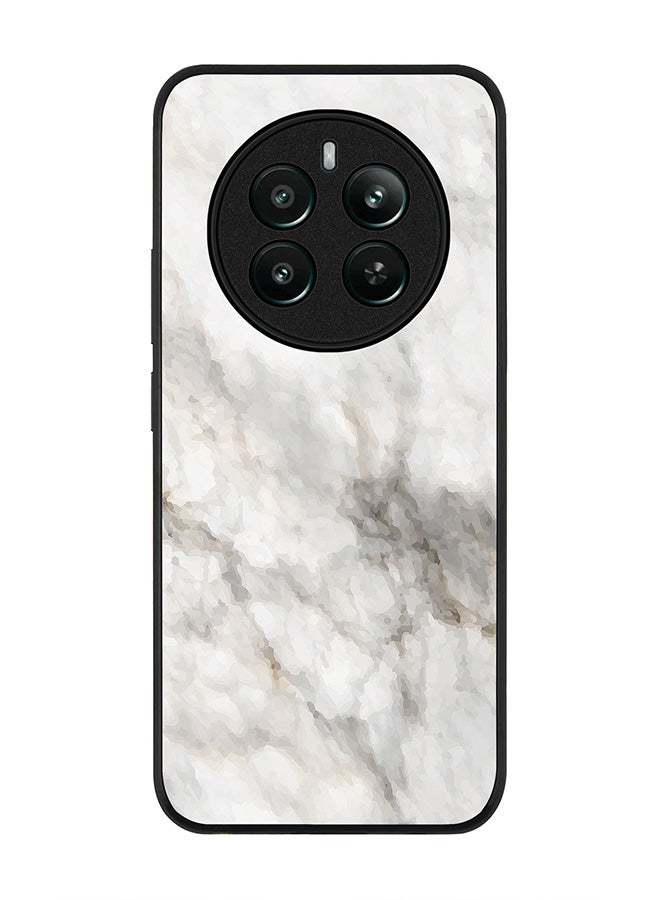 Stylizedd Rugged Black edge case for Realme 12 Plus 5G / Realme 12 4G, Slim fit Soft Case Flexible Anti Drop TPU Gel Thin Cover - Marble Print Beige Grey - Image 1