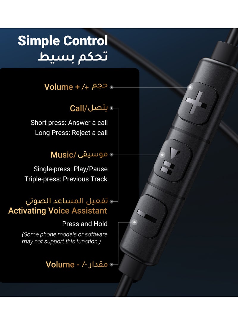 يو جرين سماعات أذن USB C سلكية نصف داخل الأذن مع تحكم في الصوت، سماعات أذن Type-C مع ميكروفون مانع للضوضاء 14.2 مم، لجهاز iPhone 16 Series، Galaxy S24/S23/S22 Series، iPad Pro، iPad Air - Image 3