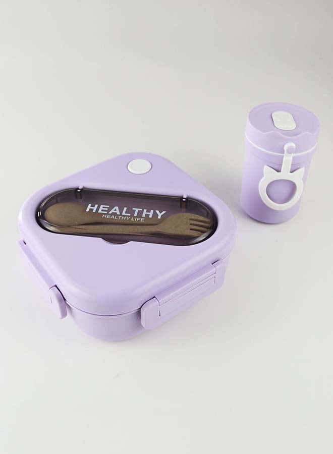 توشيونيكس مجموعة صندوق غداء بينتو بلاستيكي محمول بسعة 1300 لتر مع كوب حساء سعة 330 مل وشوكة وفتحة أدوات مائدة مدمجة على الغطاء، حاوية طعام بثلاثة أقسام - آمنة للاستخدام في الفريزر وغسالة الأطباق والميكروويف، صندوق طعام مانع للتسرب ومحكم الإغلاق مع ثلاثة أقسام، خالٍ من مادة BPA، خفيف الوزن، متين وقابل لإعادة التدوير للبالغين والأطفال - مثالي للاستخدام في المنزل والمكتب والسفر ومراكز الرعاية النهارية ومرحلة ما قبل المدرسة وصندوق غداء العودة إلى المدرسة - 17 × 17 × 6 سم - Image 1