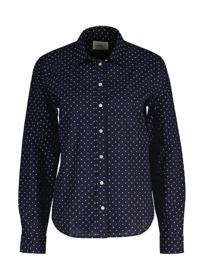 GANT Gant Regular Fit Dot Print Cotton Voile Shirt