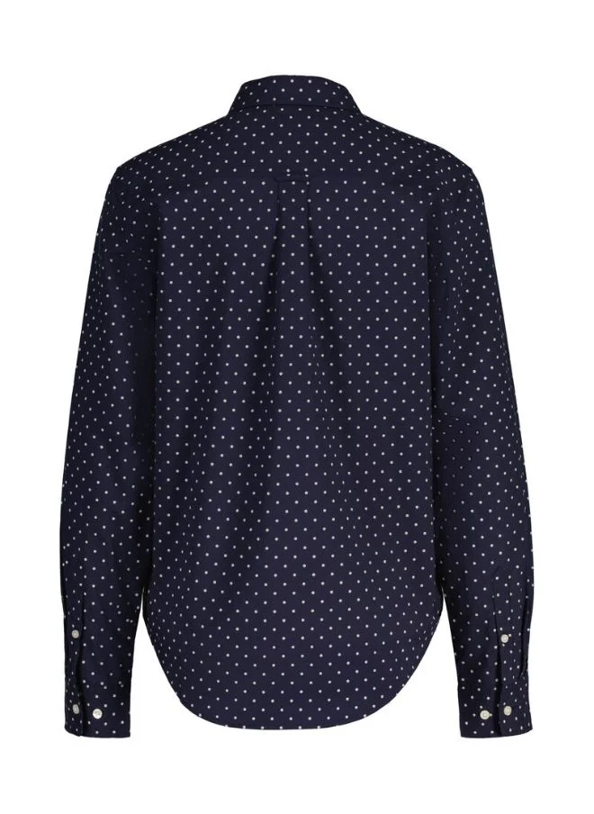 GANT Gant Regular Fit Dot Print Cotton Voile Shirt