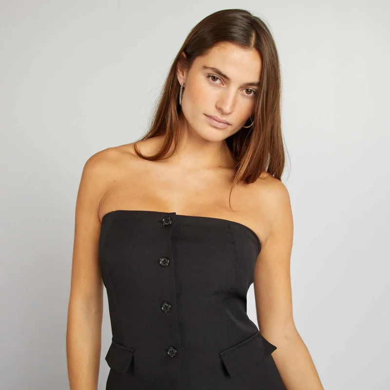Kiabi Waistcoat-Style Strapless Top Black
