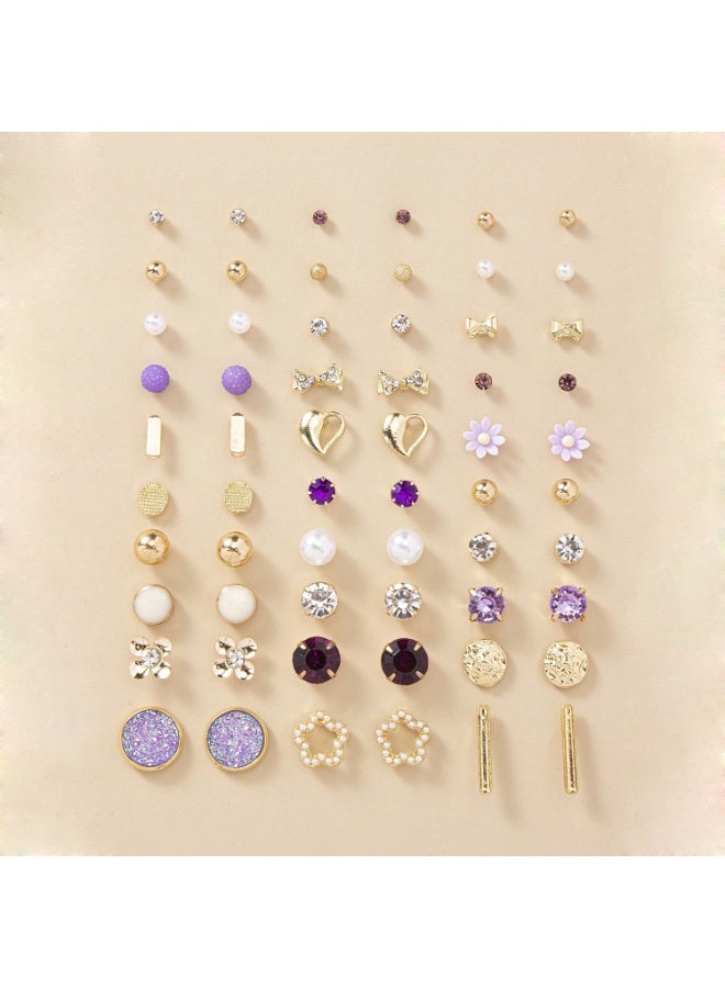 لافيدا مجموعة مكونة من 30 زوجًا من أقراط اللؤلؤ الكريستالية الأنيقة للنساء والفتيات