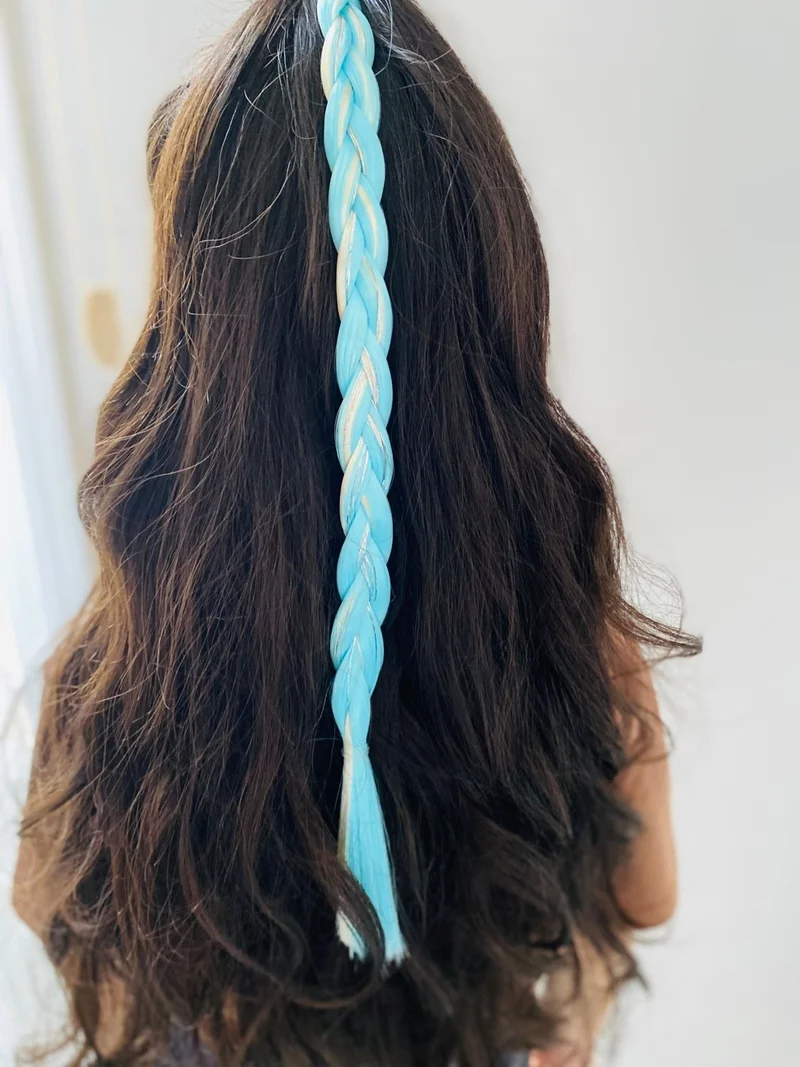 اوراس ديزينج Glitter Striped Princess Colorful Hair Extensions Hairpin / elsa / anna / frozen / birthday