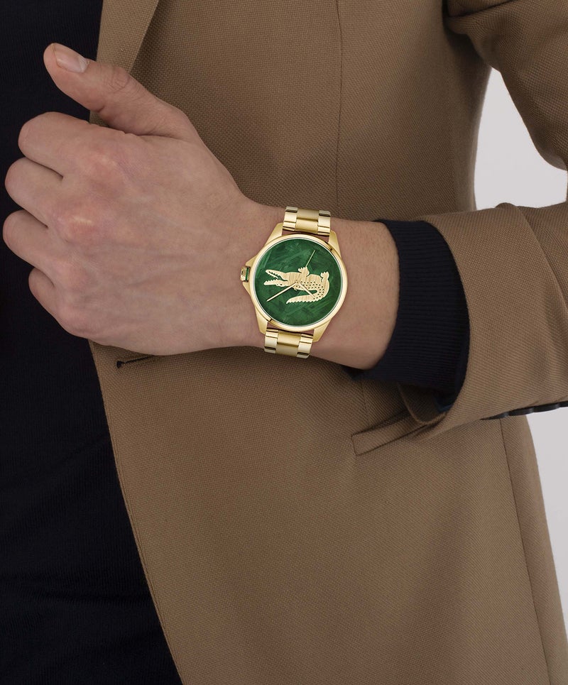 LACOSTE Round Analog Men'S Ionic Plated Thin Gold Steel Case  Watch - Image 5