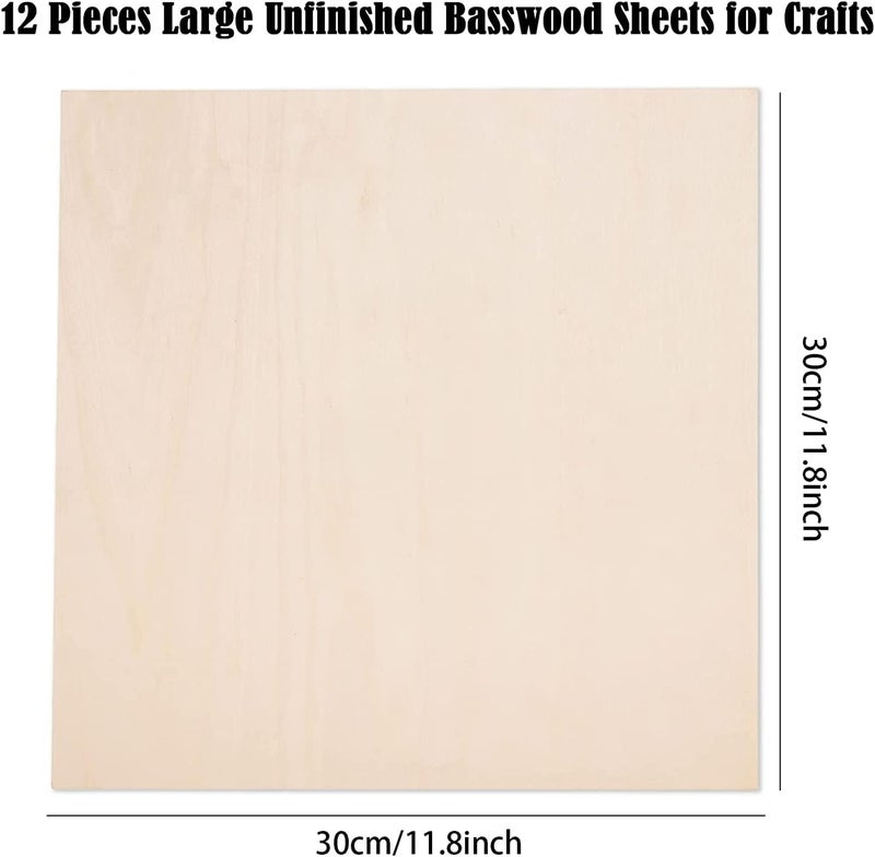 AWIZOM 12 Pack 12 x 12 x 116 Inch2 mm Thick Basswood Sheets for Crafts Unfinished Plywood Sheet Square Craft Wood Sheet Boards for DIY Projects Architecture Models Engraving Wood Burning Staining - Image 2
