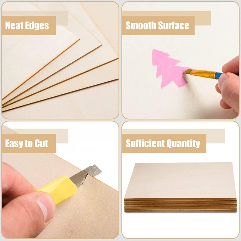 AWIZOM 12 Pack 12 x 12 x 116 Inch2 mm Thick Basswood Sheets for Crafts Unfinished Plywood Sheet Square Craft Wood Sheet Boards for DIY Projects Architecture Models Engraving Wood Burning Staining - Image 3