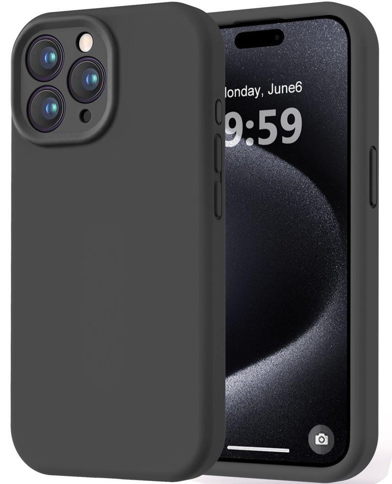 LOVE 3000 Designed for iPhone 15 Pro Max Case, Premium Silicone with [Soft Anti-Scratch Microfiber Lining] Shockproof Protective Phone Case for Men Women Girls 6.7", Black - Image 1