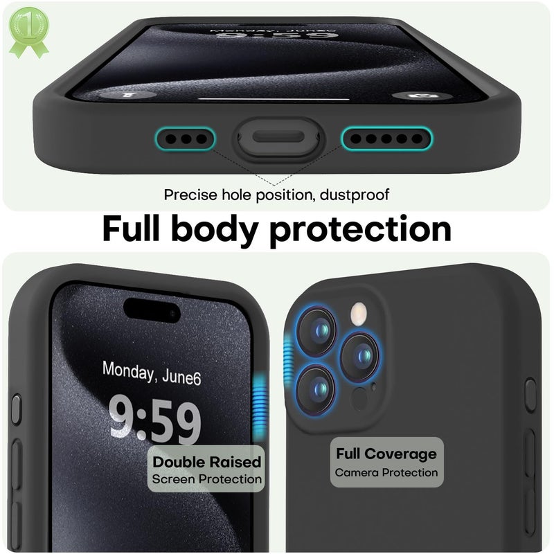 LOVE 3000 Designed for iPhone 15 Pro Max Case, Premium Silicone with [Soft Anti-Scratch Microfiber Lining] Shockproof Protective Phone Case for Men Women Girls 6.7", Black - Image 3