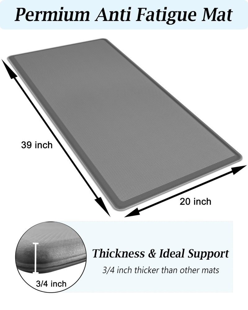 Artnice Kitchen Floor Mats Cushioned Anti Fatigue Mat, Waterproof Non-Slip Standing Desk Mat, 0.75" Heavy Duty Comfort Kitchen Rugs for Home, Work Station, Office(20" x 39", Grey) - Image 2