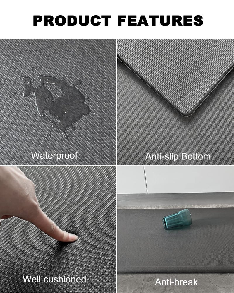 Artnice Kitchen Floor Mats Cushioned Anti Fatigue Mat, Waterproof Non-Slip Standing Desk Mat, 0.75" Heavy Duty Comfort Kitchen Rugs for Home, Work Station, Office(20" x 39", Grey) - Image 5