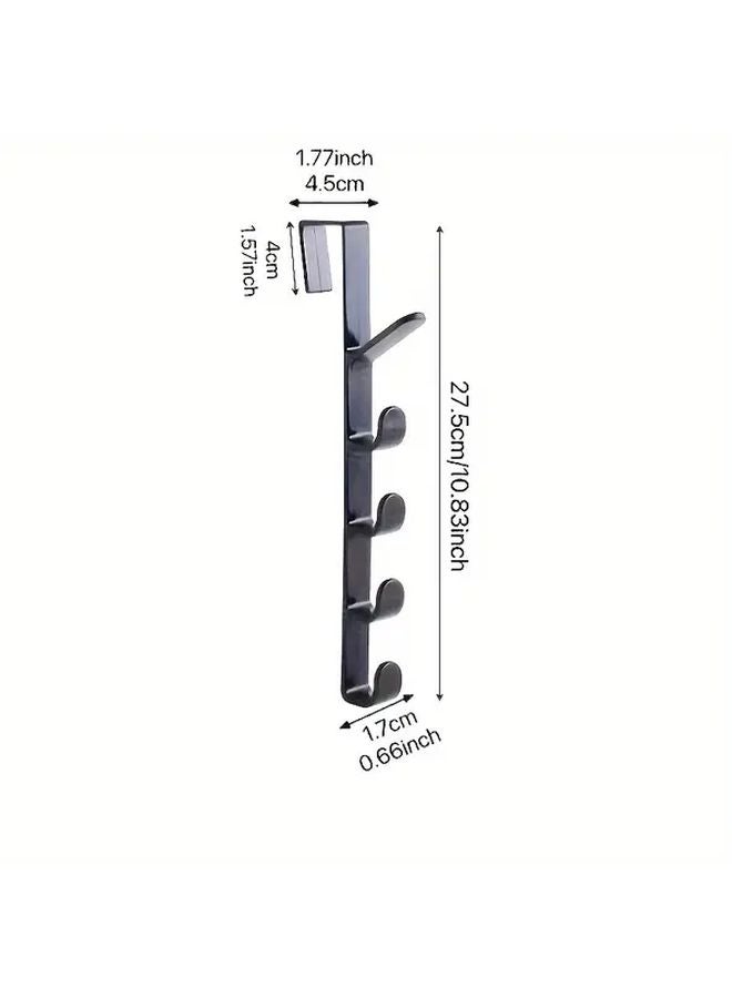 White 4pcs 5 Hook Over The Door Hanger Organizer For Bathroom Bedroom Wardrobe - Image 3