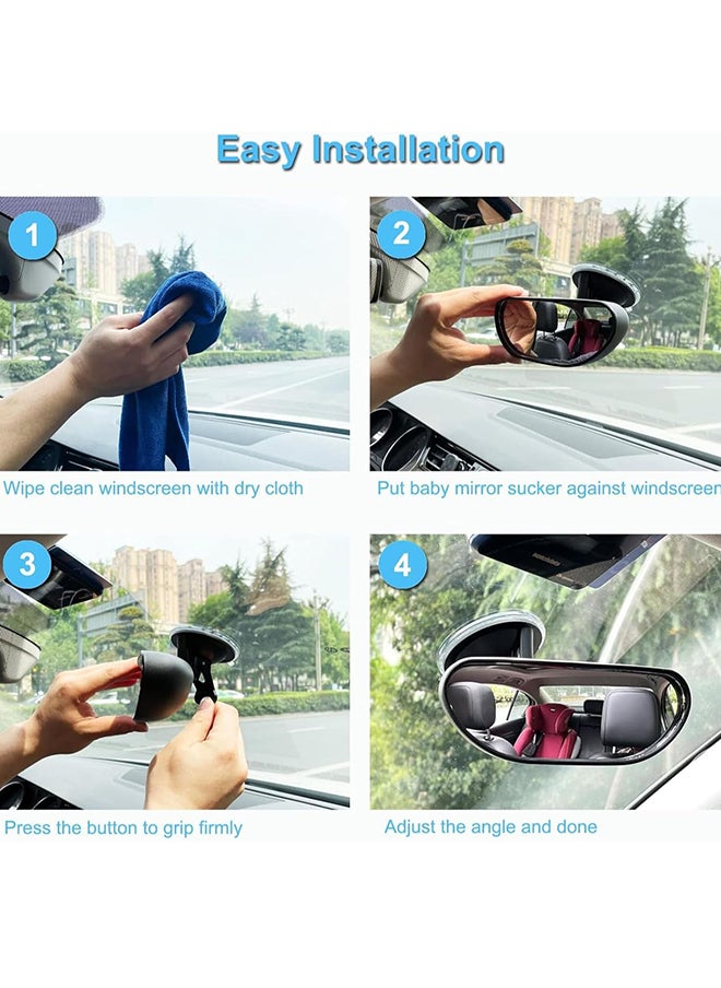Baby Car Rear View Mirror, 360 Degree Adjustable Baby Car Mirror, Shatterproof Safety Car Seat Mirror with Strengthen Suction Cup