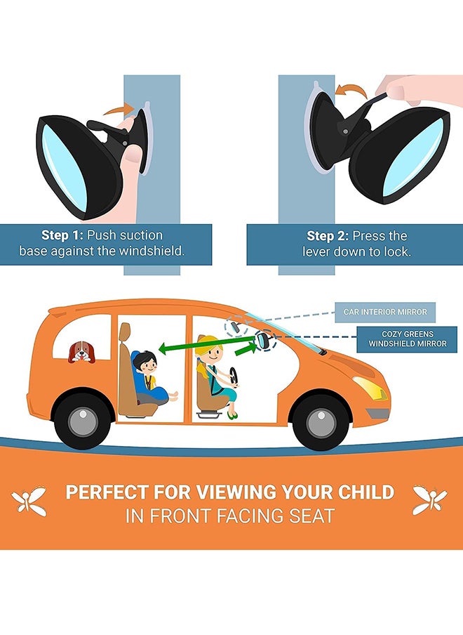 Baby Car Rear View Mirror, 360 Degree Adjustable Baby Car Mirror, Shatterproof Safety Car Seat Mirror with Strengthen Suction Cup